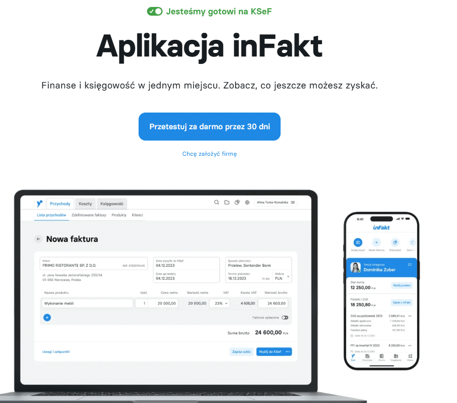 infakt aplikacja do samodzielnej księgowości