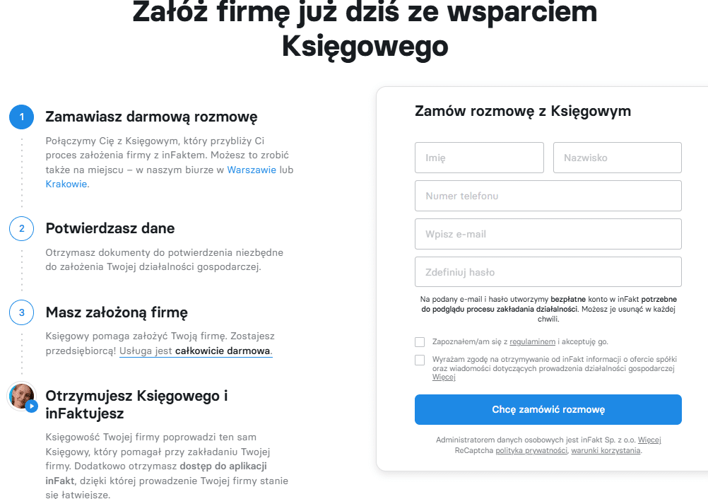 infakt zamawianie rozmowy z księgowym