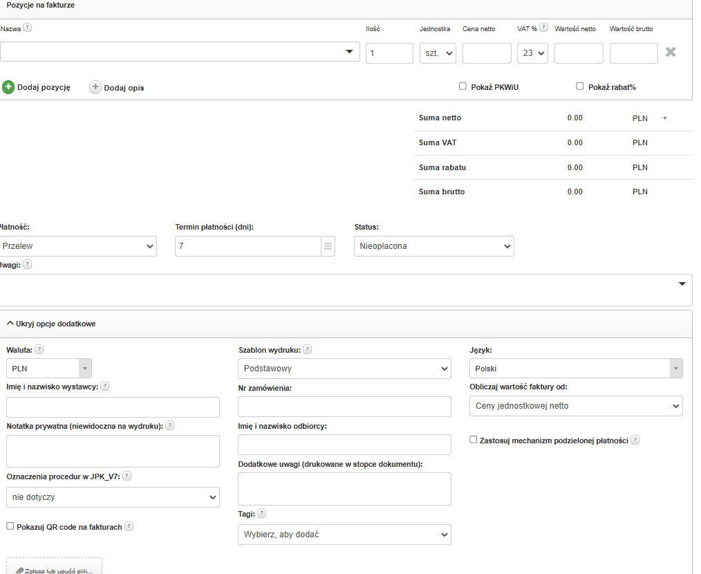 faktura xl interfejs 2