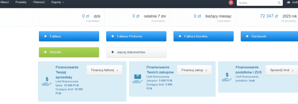 fakturownia panel główny