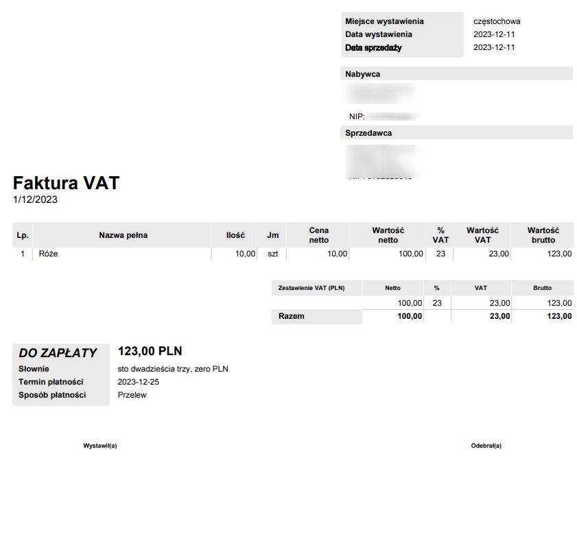 firmino faktura do druku