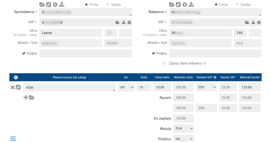 fakturowo wystawianie faktury