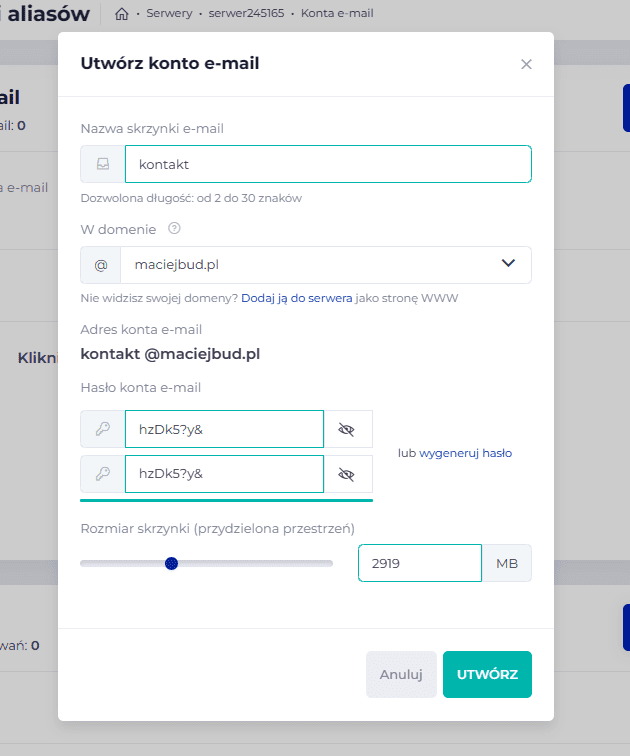 lh tworzenie konta e-mail