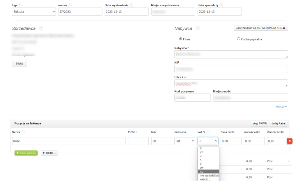 wystawianie faktury na ryczałcie 2