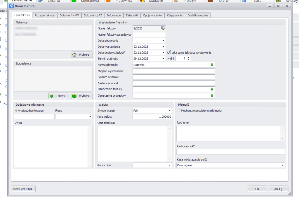 elisoft wystawianie faktury