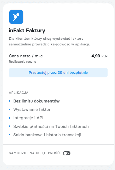 infakt cennik programu do faktur