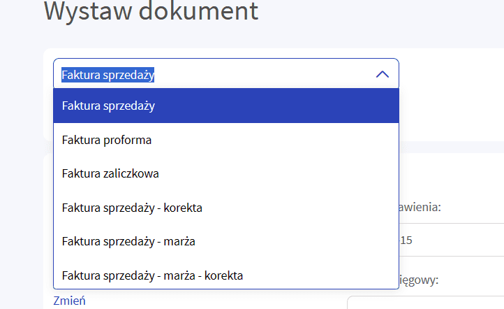 szybka faktura rodzaje dokumentów