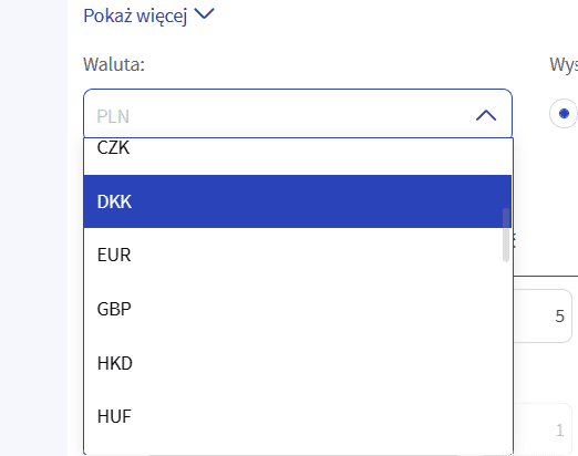 szybka faktura waluty