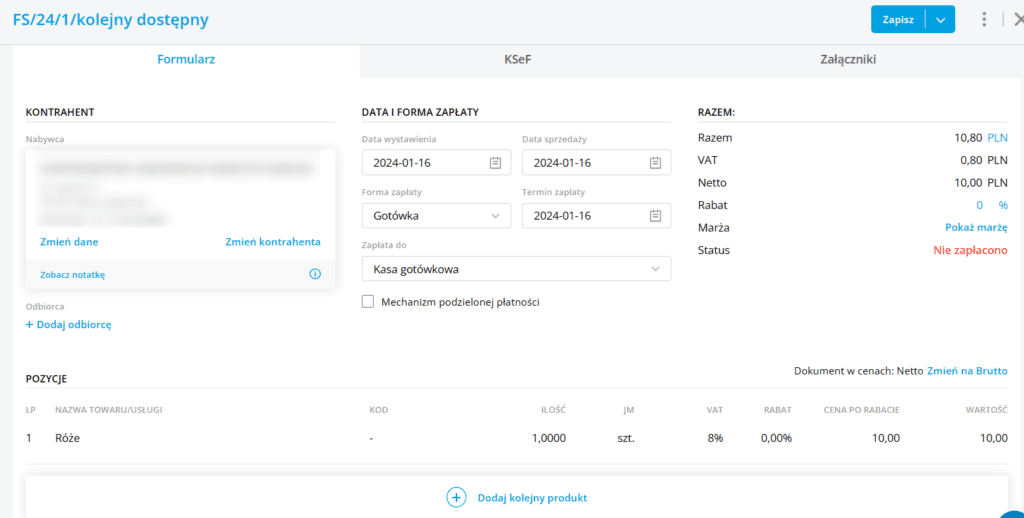 comarch erp xt tworzenie faktury