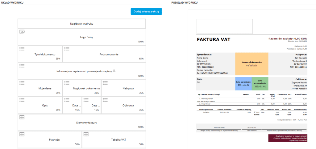 comarch erp xt zmiana szablonu faktury