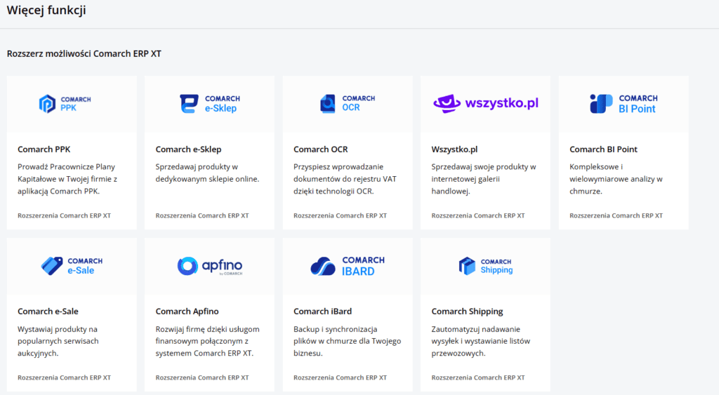 comarch erp xt wiecej funkcji
