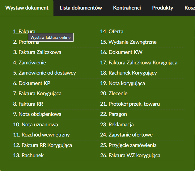 afaktury rodzaje dokumentów