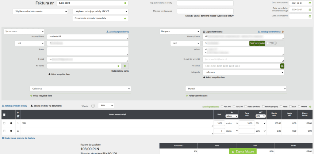 afaktury wystawianie dokumentów