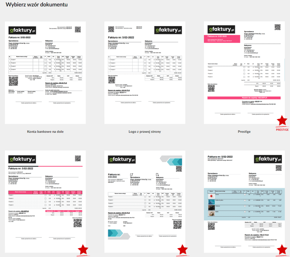 afaktury szkice faktur