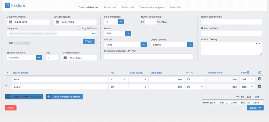 melpe wystawianie faktury