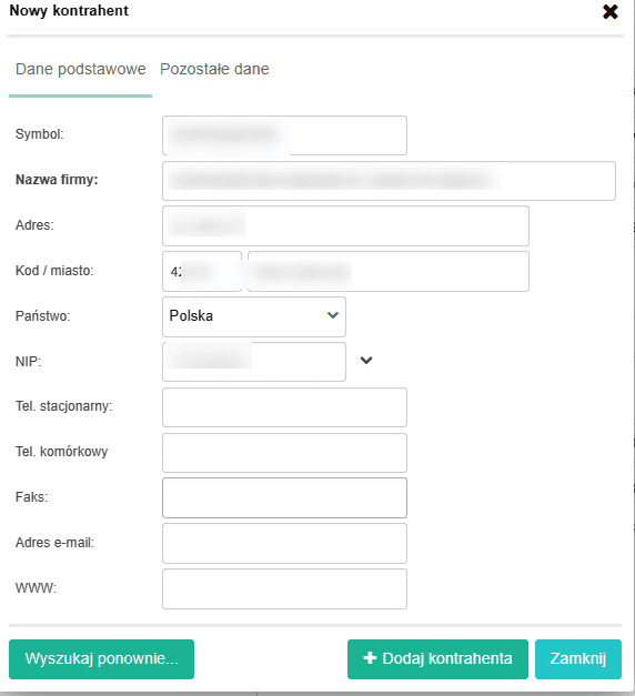 intaxo dodawanie klienta