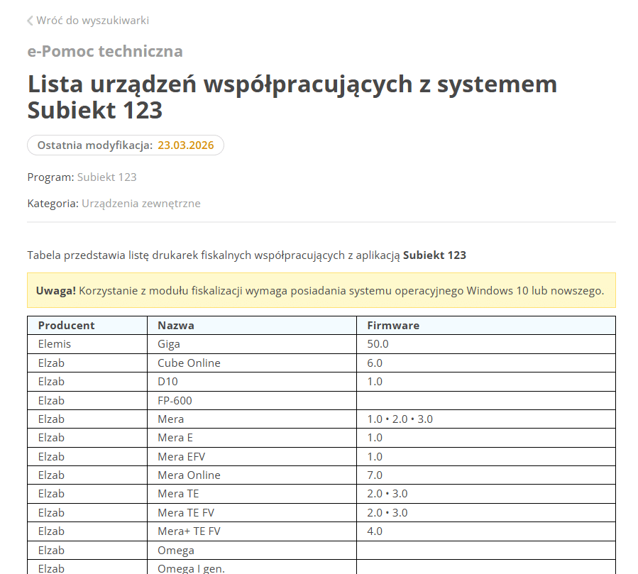 subiekt 123 integracje z drukarkami
