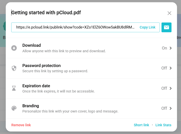 pcloud udostępnianie plików