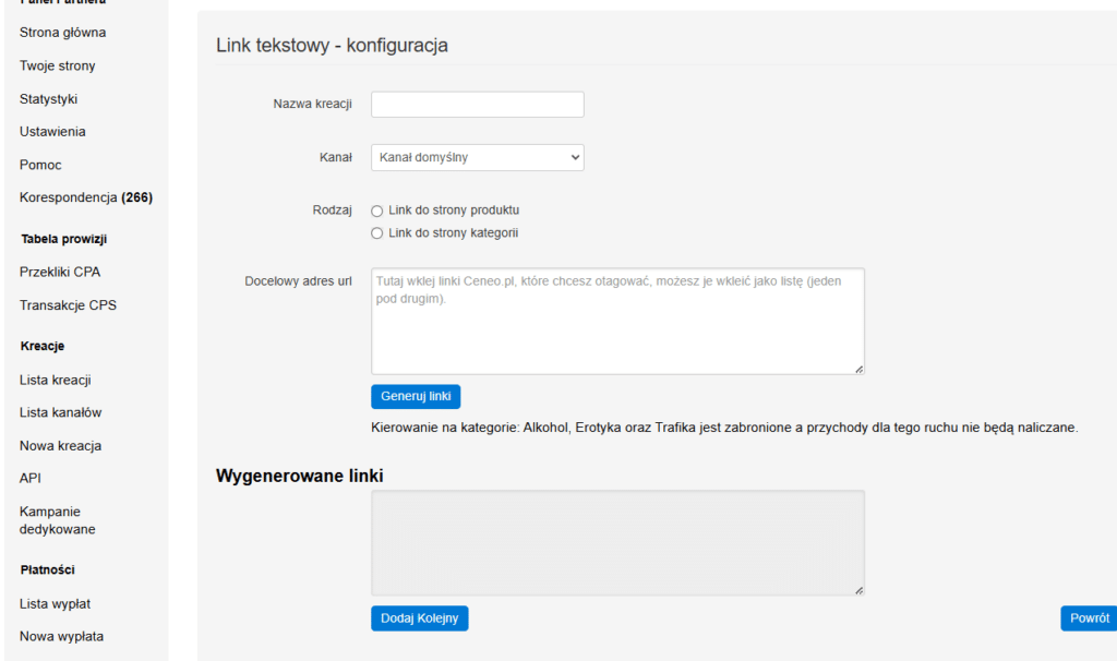 ceneo link tekstowy